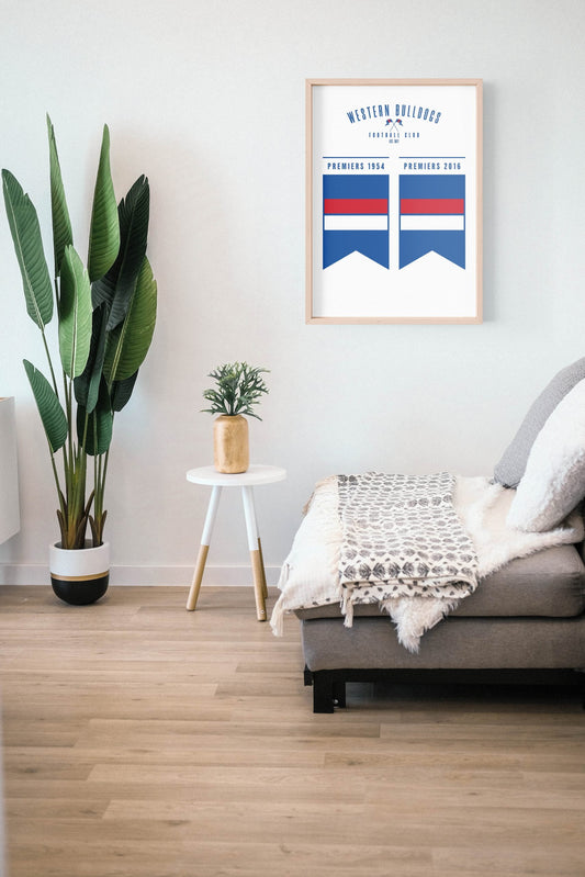 Western Bulldogs Premiership Flag Poster AFL Premiers Wall Art Print image 1