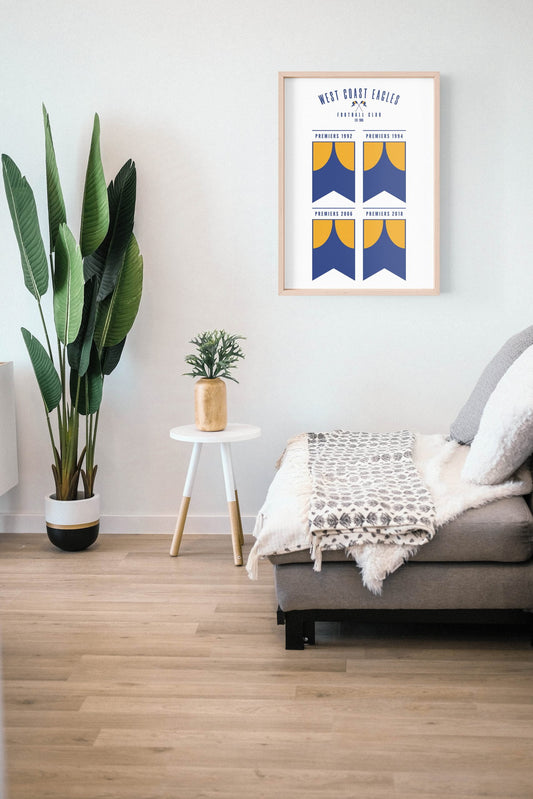 West Coast Eagles Premiership Flag Poster AFL Premiers Wall Art Print image 1