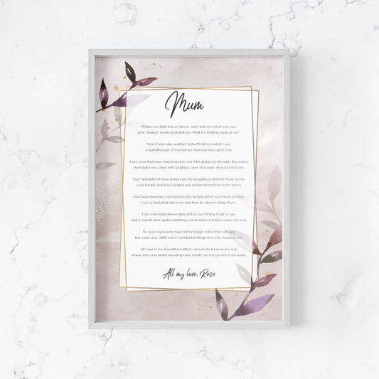 Mothers Day or Birthday Personalised Poem for Mum, Nanna, Grandma, Nonna, Oma - Design D image 1