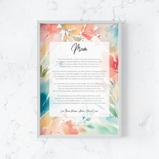 Mothers Day or Birthday Personalised Poem for Mum, Nanna, Grandma, Nonna, Oma - Design E image 1