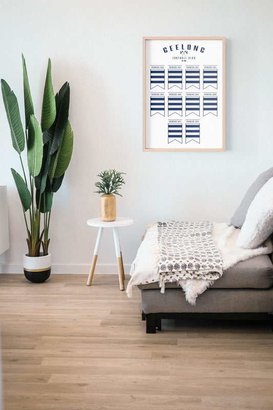 Geelong Cats Premiership Flag Poster AFL VFL Premiers Wall Art Print image 1