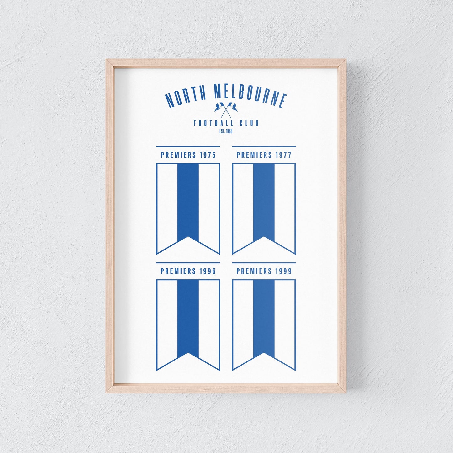 North Melbourne Kangaroos Premiership Flag Poster AFL VFL Premiers Wall Art Print image 0