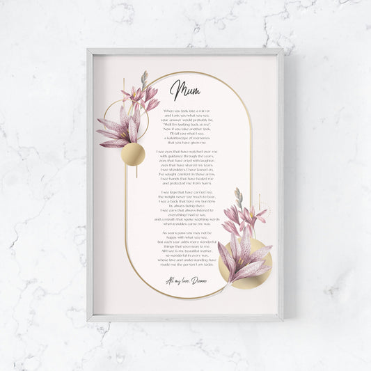 Mothers Day or Birthday Personalised Poem for Mum, Nanna, Grandma, Nonna, Oma - Design B image 1