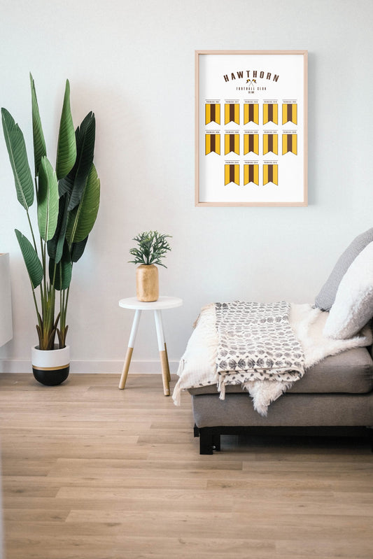 Hawthorn Hawks Premiership Flag Poster AFL VFL Premiers Wall Art Print image 1