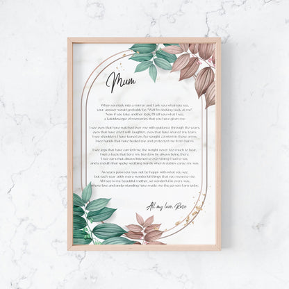 Mothers Day or Birthday Personalised Poem for Mum, Nanna, Grandma, Nonna, Oma - Design C image 0