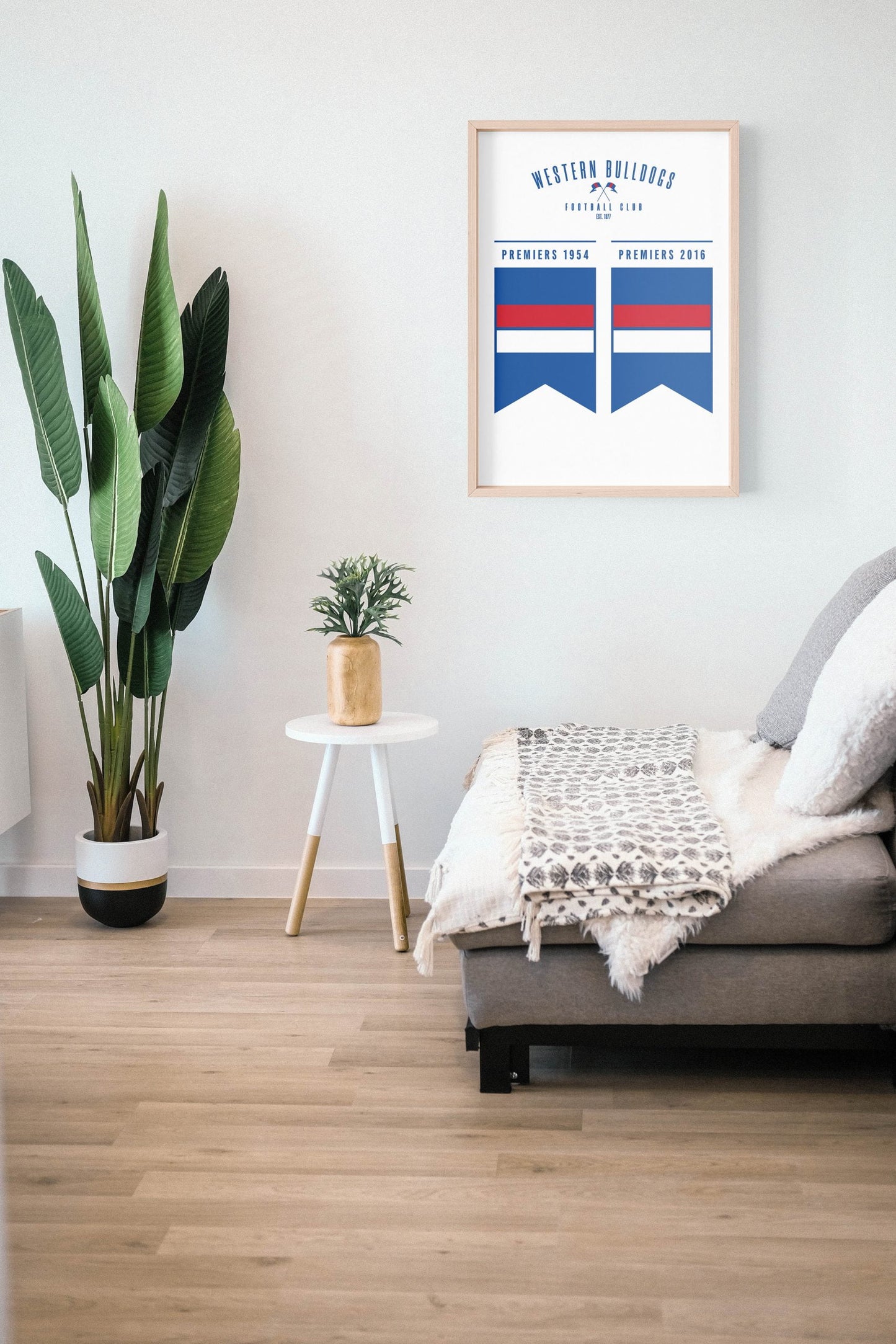 Western Bulldogs Premiership Flag Poster AFL Premiers Wall Art Print image 1