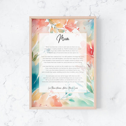Mothers Day or Birthday Personalised Poem for Mum, Nanna, Grandma, Nonna, Oma - Design E image 0