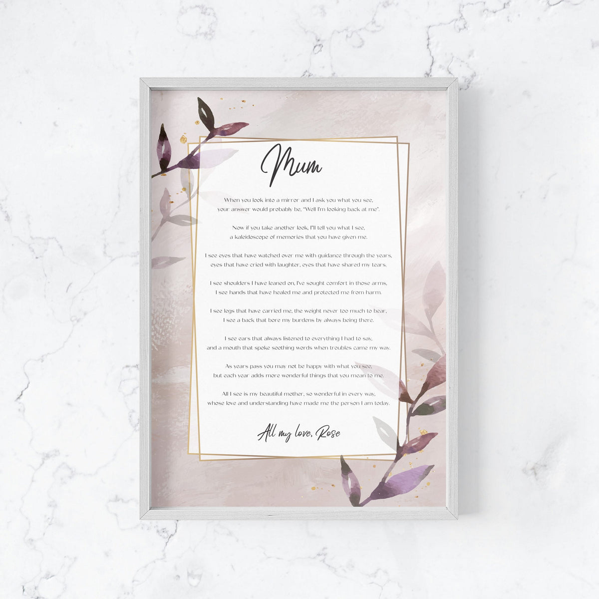 Mothers Day or Birthday Personalised Poem for Mum, Nanna, Grandma, Nonna, Oma - Design D image 1