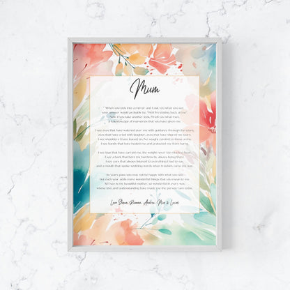 Mothers Day or Birthday Personalised Poem for Mum, Nanna, Grandma, Nonna, Oma - Design E image 1