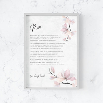 Mothers Day or Birthday Personalised Poem for Mum, Nanna, Grandma, Nonna, Oma - Design F image 1