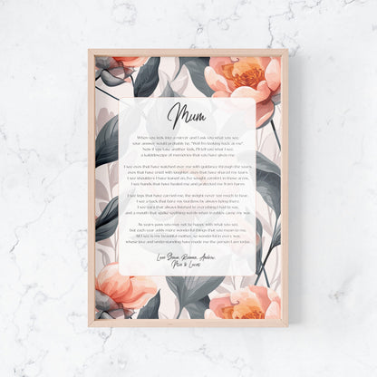 Mothers Day or Birthday Personalised Poem for Mum, Nanna, Grandma, Nonna, Oma - Design A image 0