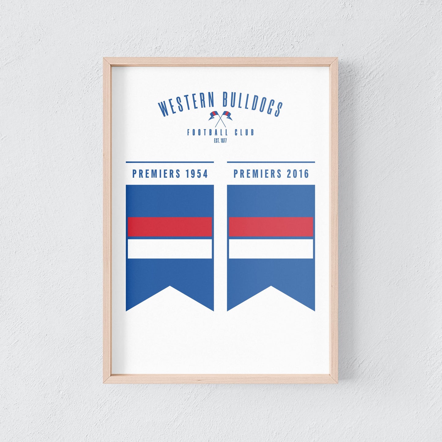 Western Bulldogs Premiership Flag Poster AFL Premiers Wall Art Print image 0