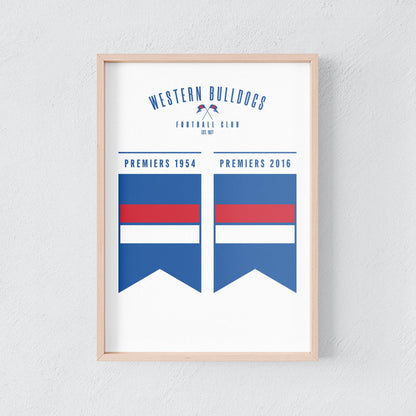 Western Bulldogs Premiership Flag Poster AFL Premiers Wall Art Print image 0