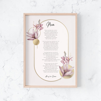 Mothers Day or Birthday Personalised Poem for Mum, Nanna, Grandma, Nonna, Oma - Design B image 0